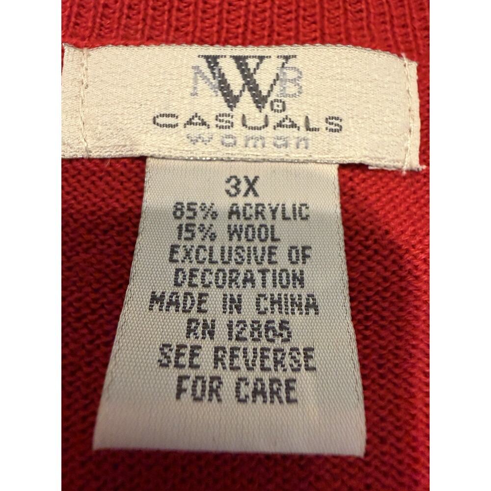 Westbound Red Knit Sweater Top 3X Plus Size Short Sleeve Embroidered Detail NWT - Picture 4 of 10